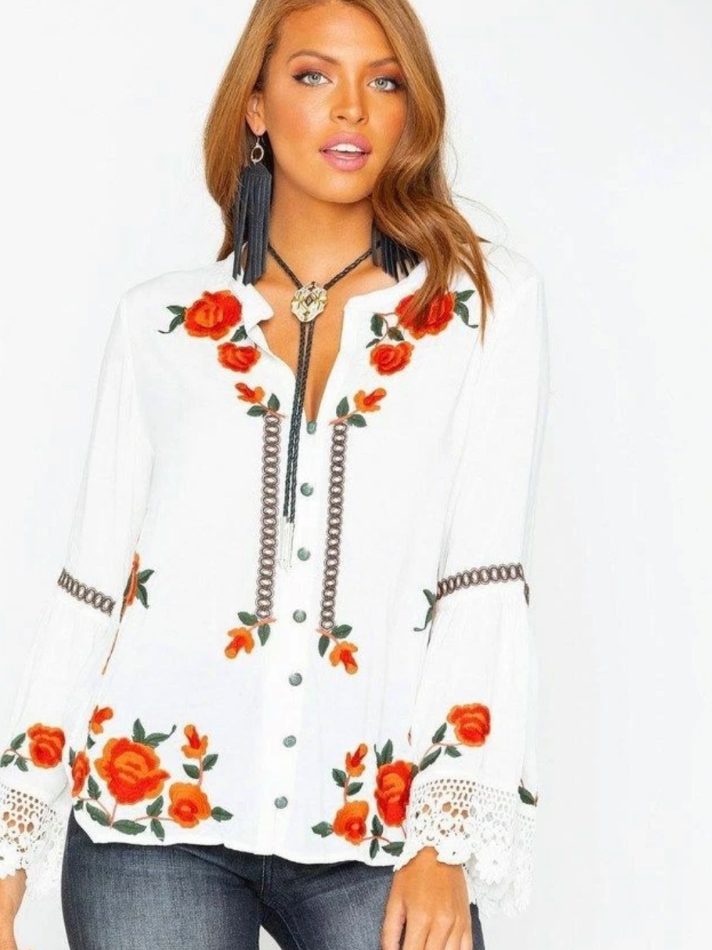 Tasha Polizzi Womens Ivory
Margarete Embroidered...